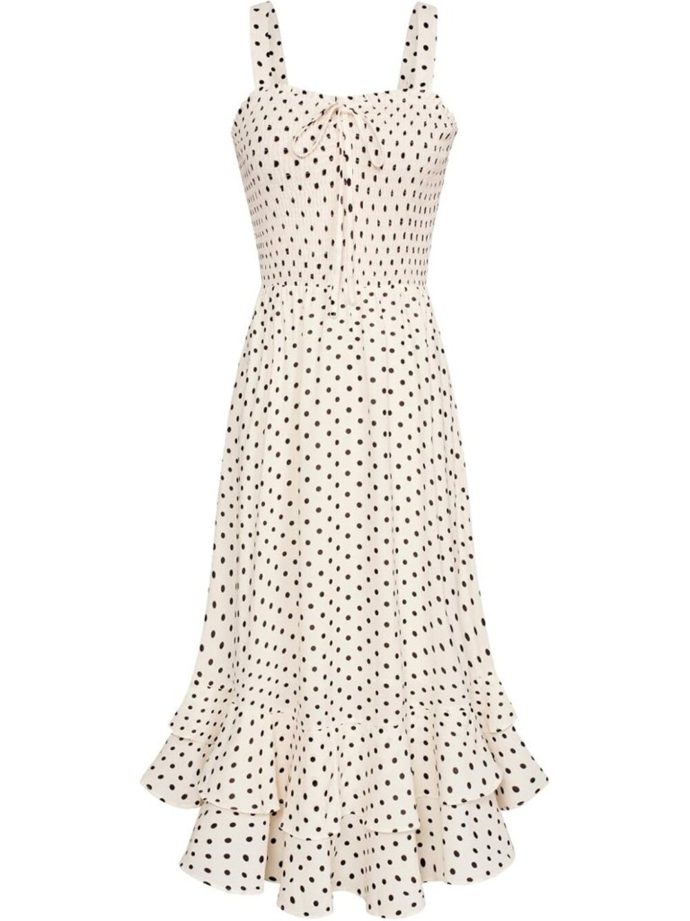 Women's Black Dot Square Neck Strapped A Line Floral Boho Long Maxi Dress
